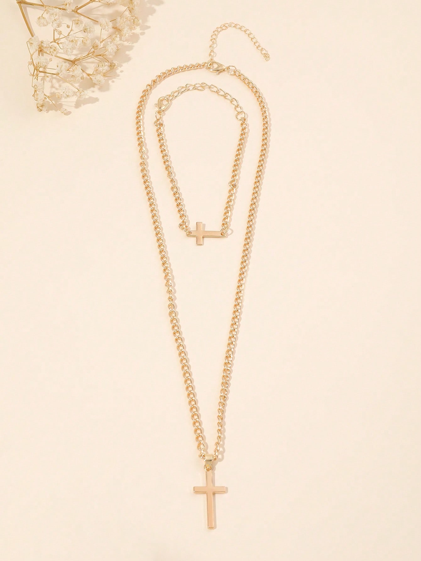 Cross Charm Necklace & Bracelet
