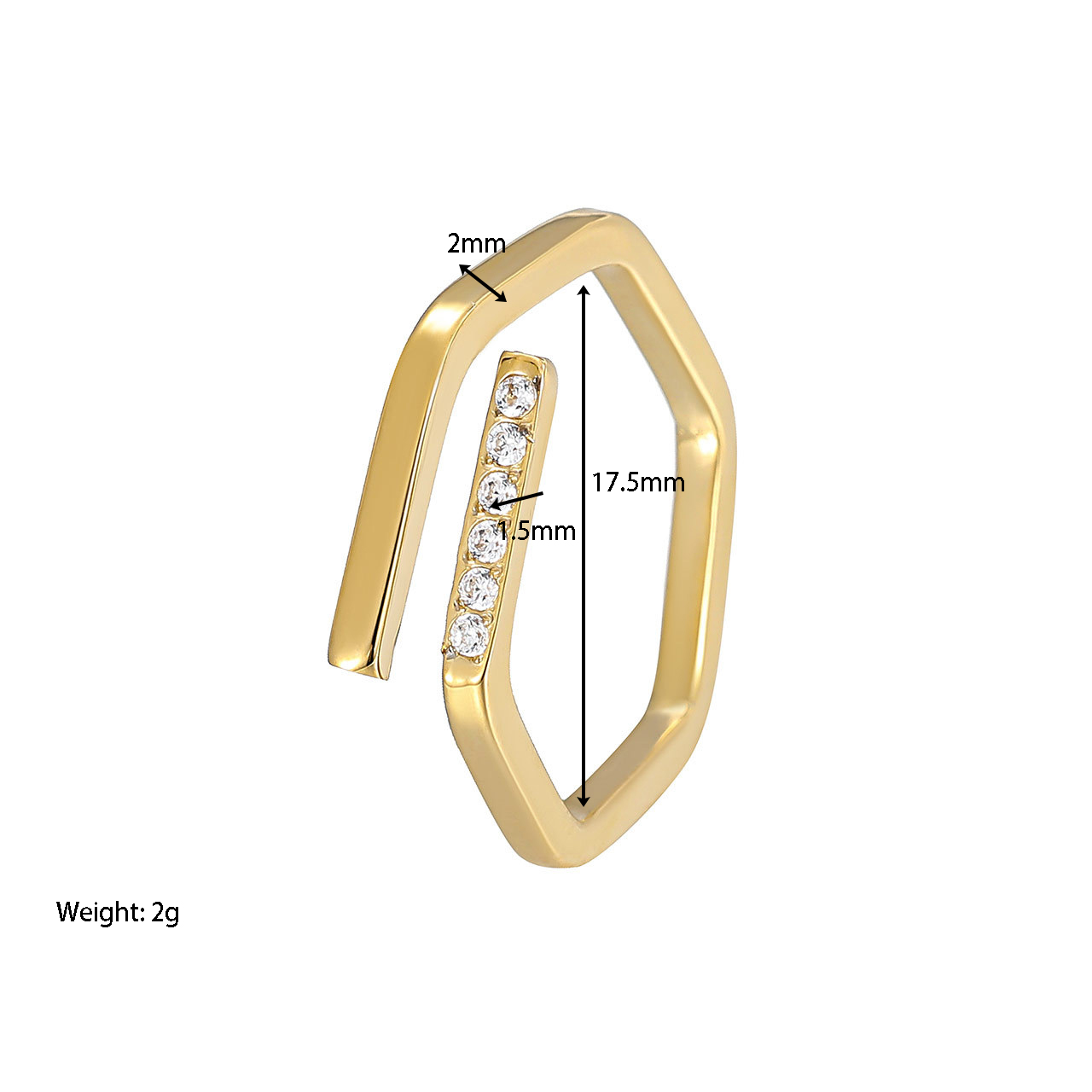 Wholesale Simple Style Irregular Titanium Steel Artificial Gemstones Open Ring